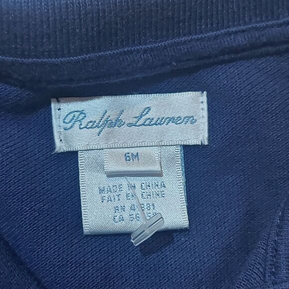 Ralph Lauren 1Pc Shortall Romper Navy Blue Yellow Royal Diagonal Stripe Size 6M - Picture 5 of 8